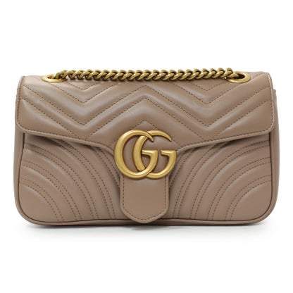 Exclusive Gucci Porcelain Rose Calfskin Matelasse Small GG Marmont Shoulder Bag — Front View