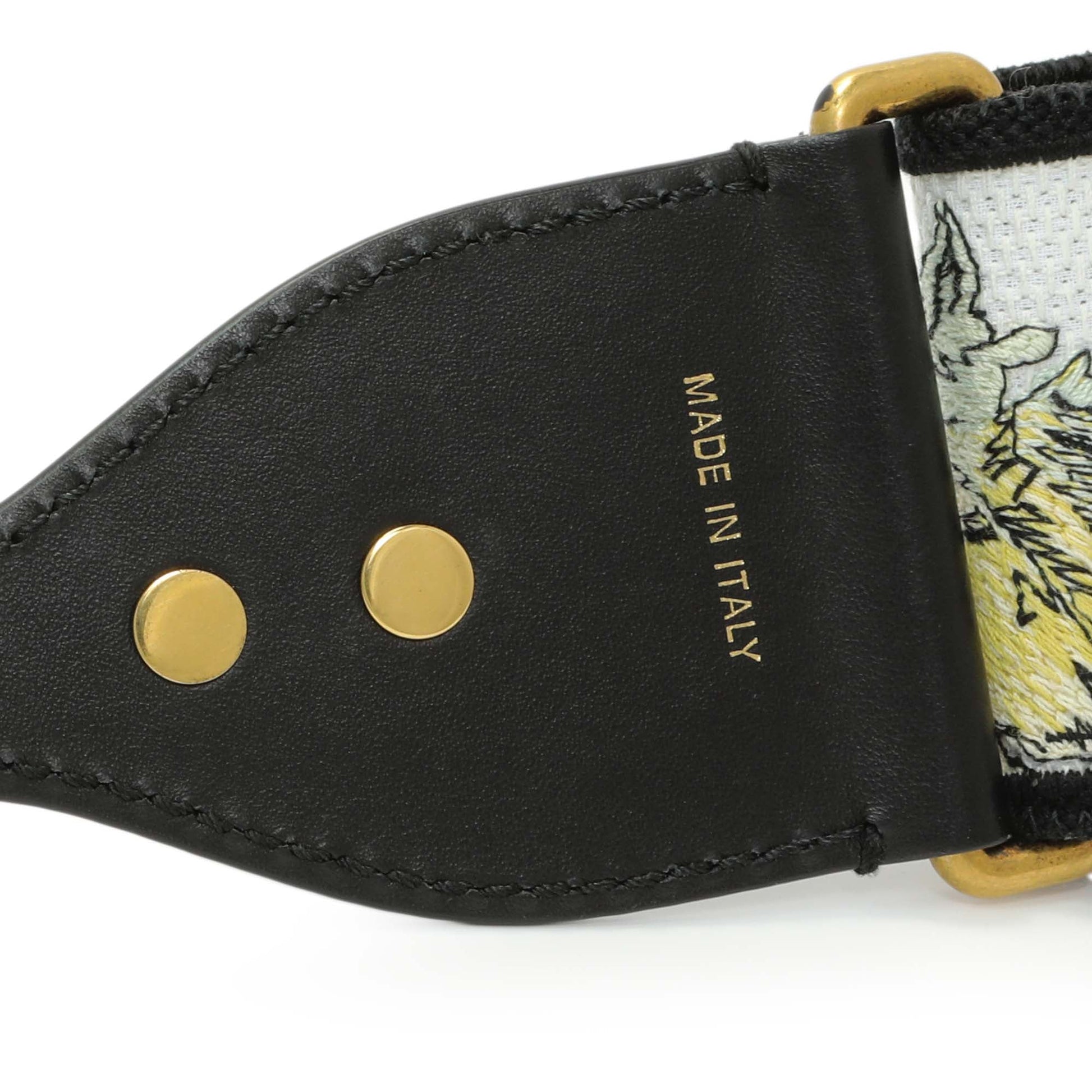 Exclusive Christian Dior Canvas Embroidered Shoulder Strap — Back View
