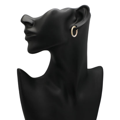 Exclusive 10K Tri-Gold Diamond Cut Hoop Earrings — Back View
