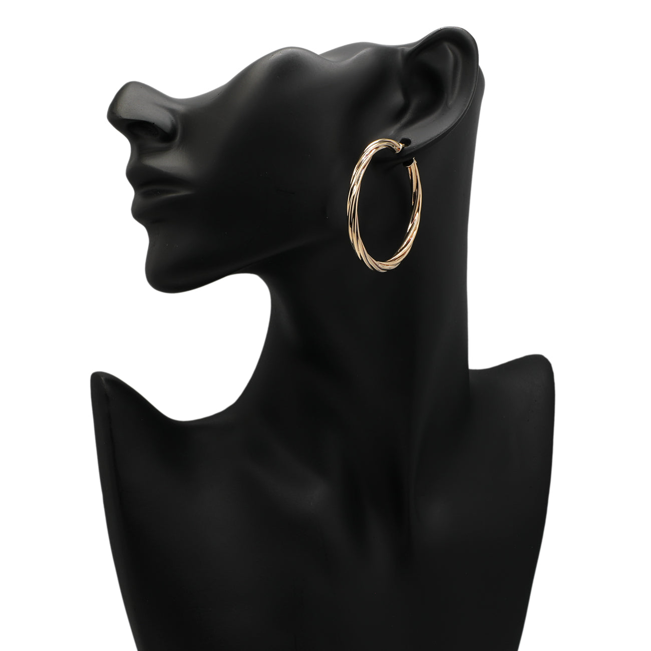 Exclusive 10K Yellow Gold Twist Hoop Earrings — Back View