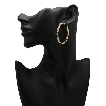 Exclusive 10K Yellow Gold Twist Hoop Earrings — Back View