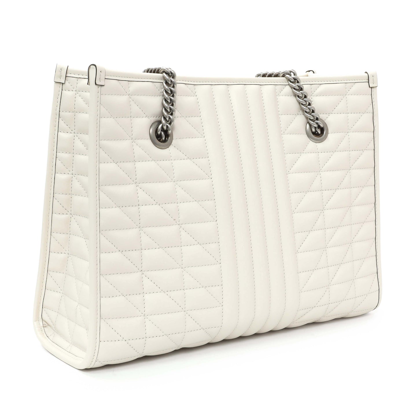 Exclusive Gucci Cream Calfskin Matelasse Medium GG Marmont Shopping Tote — Side View