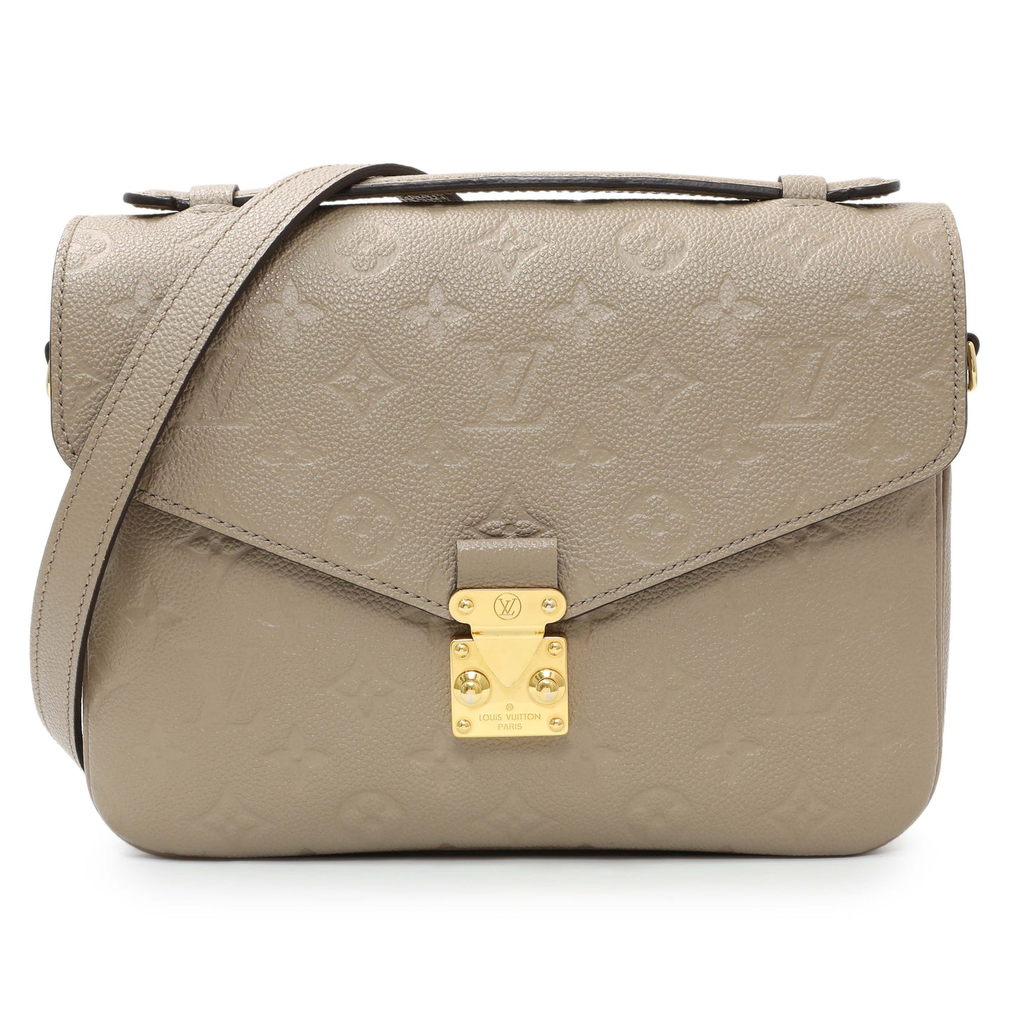 Exclusive Louis Vuitton Tourterelle Empreinte Pochette Metis — Front View