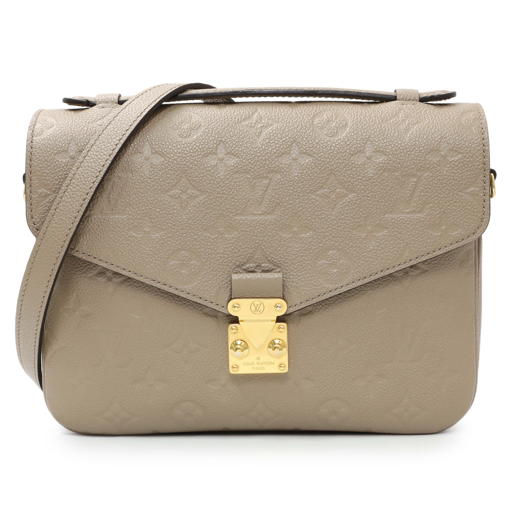 Exclusive Louis Vuitton Tourterelle Empreinte Pochette Metis — Front View