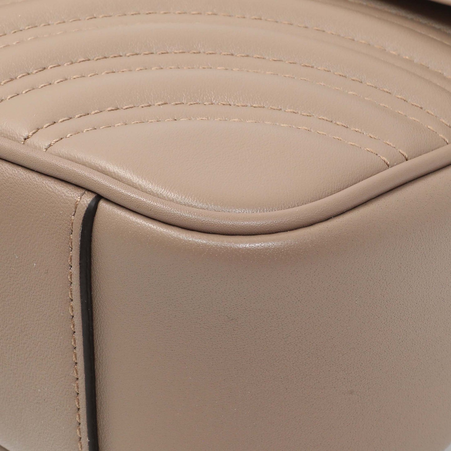 Exclusive Gucci Porcelain Rose Calfskin Matelasse Small GG Marmont Shoulder Bag — Detail View