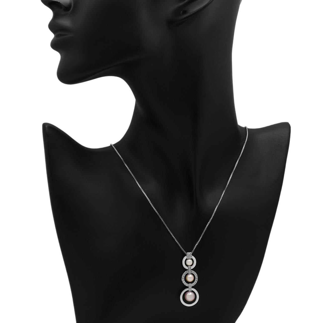 Exclusive 18K White Gold Akoya Pearl Diamond Pendant — Back View