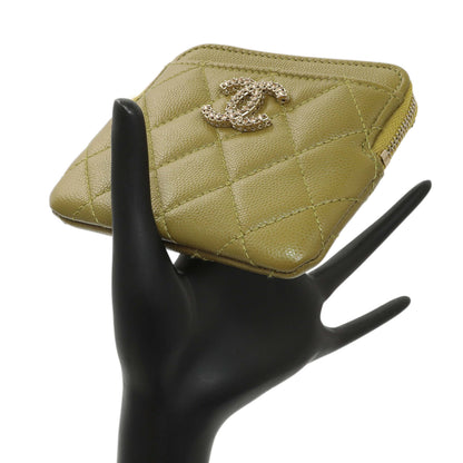 Exclusive Chanel Khaki Green Caviar Crystal CC Zipped Coin Purse — Alternate View 7