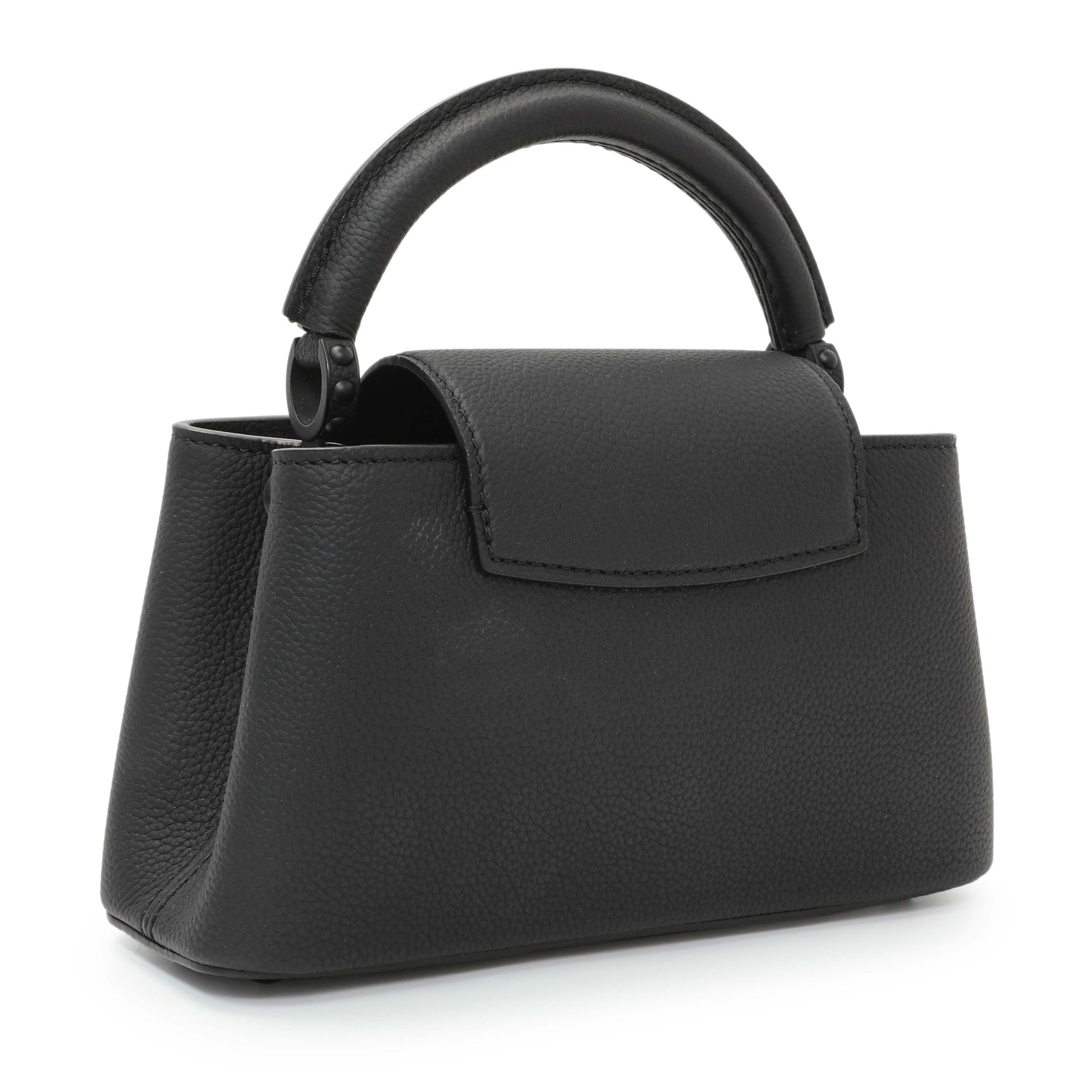 Exclusive Louis Vuitton Black Matte Taurillon Capucines East West Mini — Side View