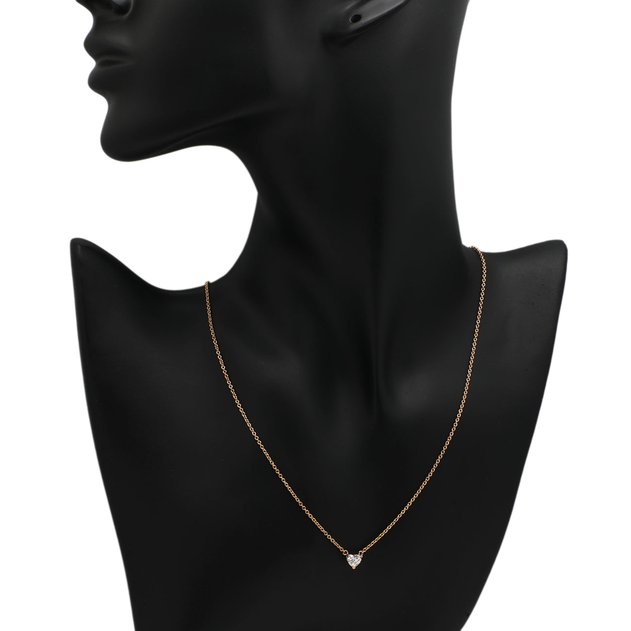 Exclusive 18K Rose Gold 0.51 Carat Heart Diamond Pendant — Back View