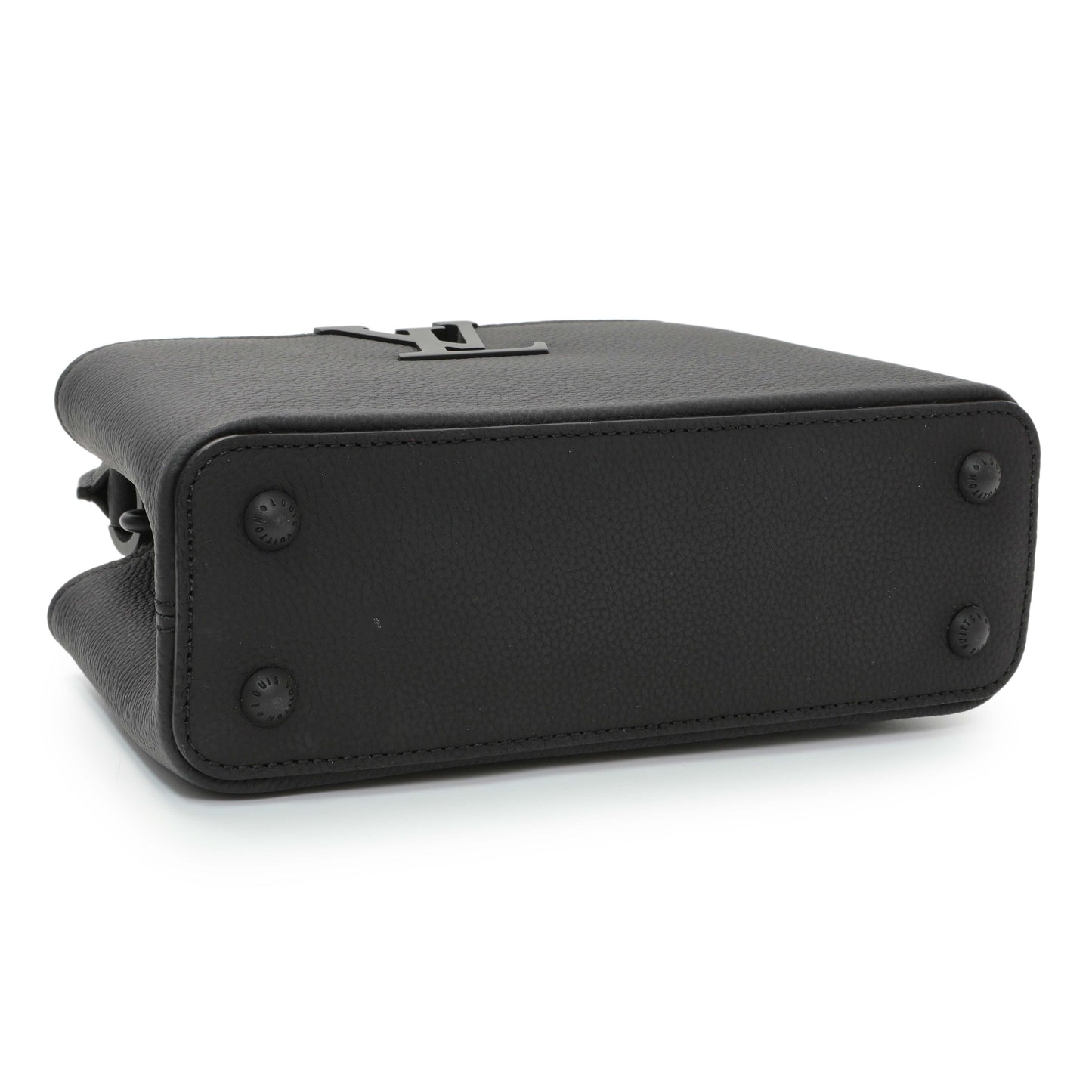 Exclusive Louis Vuitton Black Matte Taurillon Capucines East West Mini — Back View