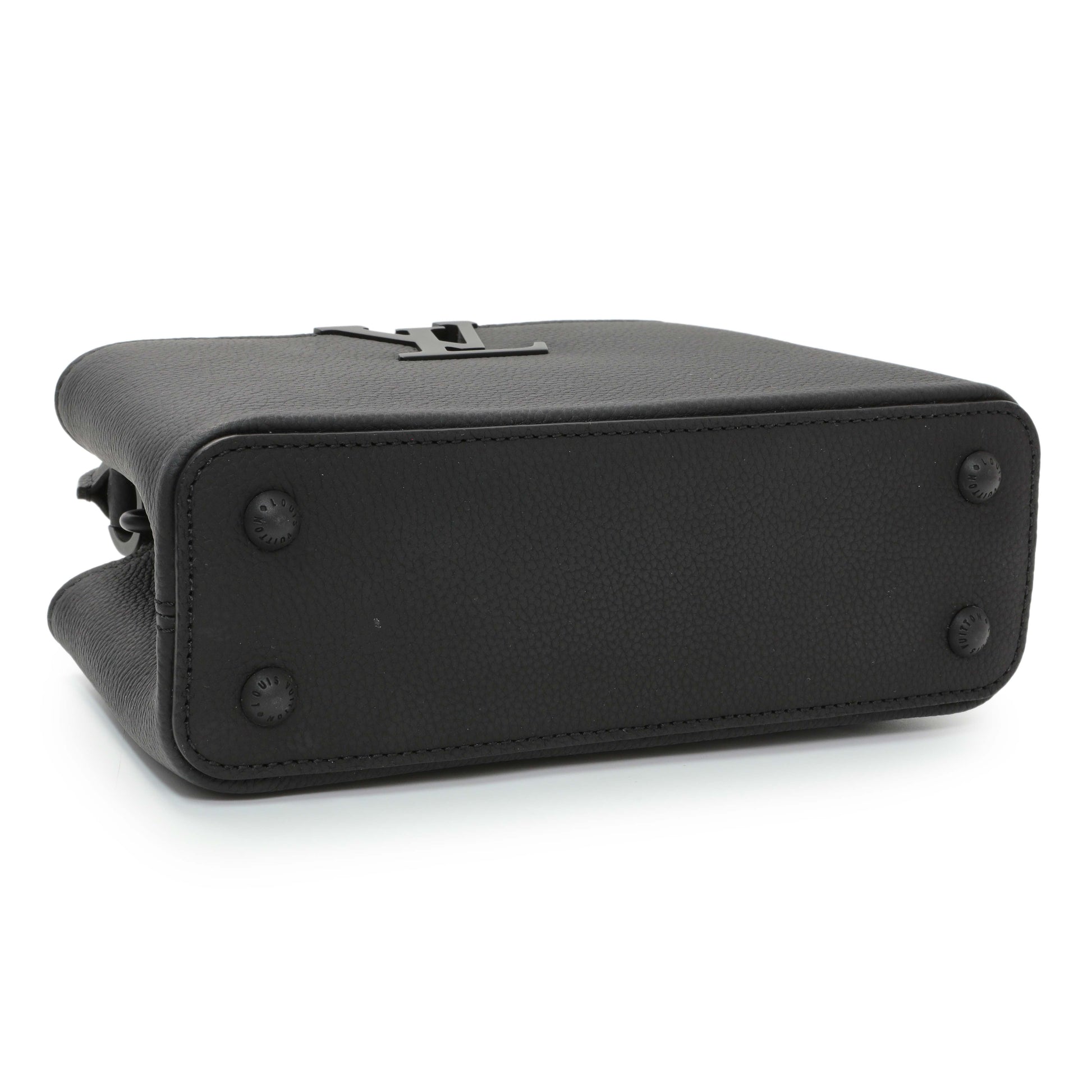 Exclusive Louis Vuitton Black Matte Taurillon Capucines East West Mini — Back View