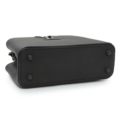Exclusive Louis Vuitton Black Matte Taurillon Capucines East West Mini — Back View