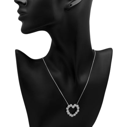 Exclusive 14K White Gold 1.47 Carat Diamond Cluster Heart Pendant — Back View