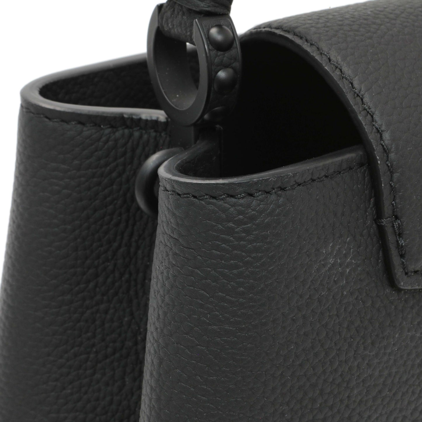 Exclusive Louis Vuitton Black Matte Taurillon Capucines East West Mini — Top View