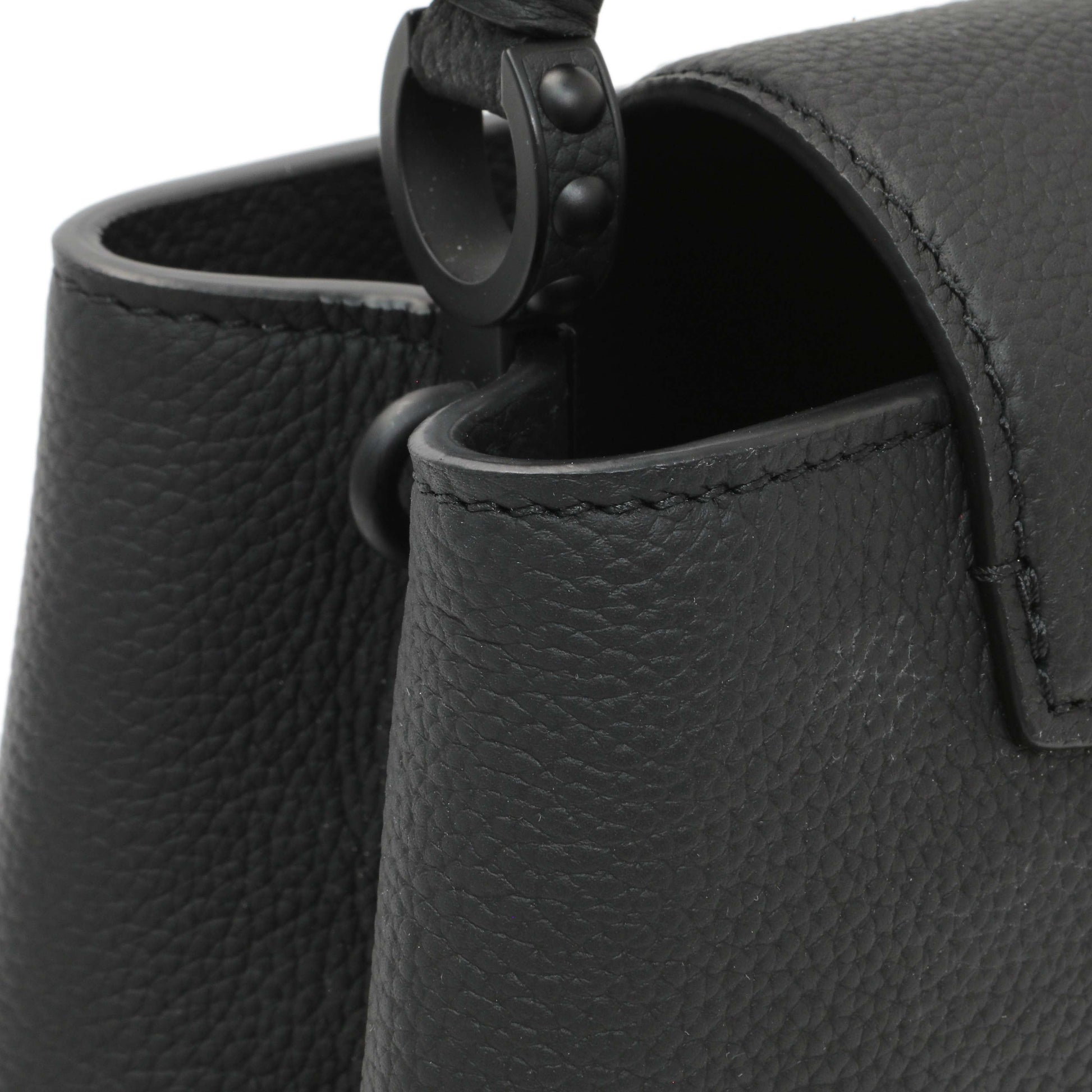 Exclusive Louis Vuitton Black Matte Taurillon Capucines East West Mini — Top View