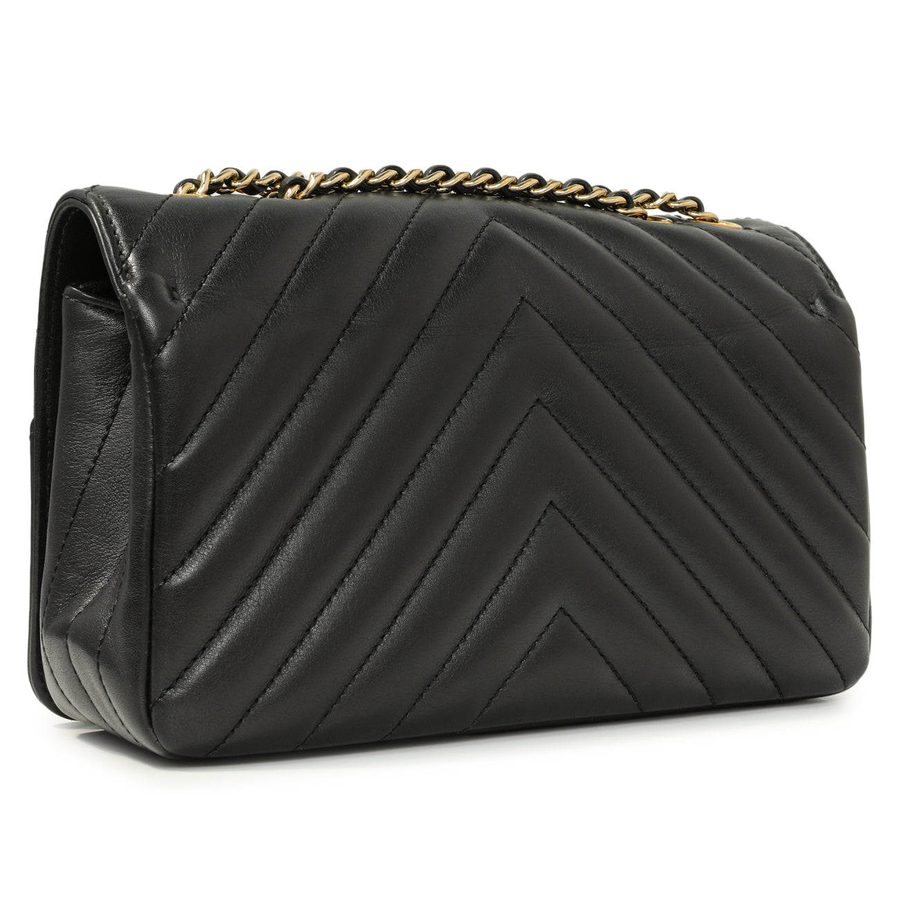 Exclusive Chanel Black Chevron Quilted Calfskin Mini Statement Flap — Side View