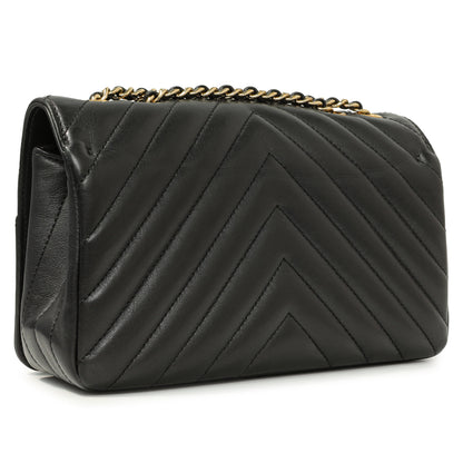 Exclusive Chanel Black Chevron Quilted Calfskin Mini Statement Flap — Side View