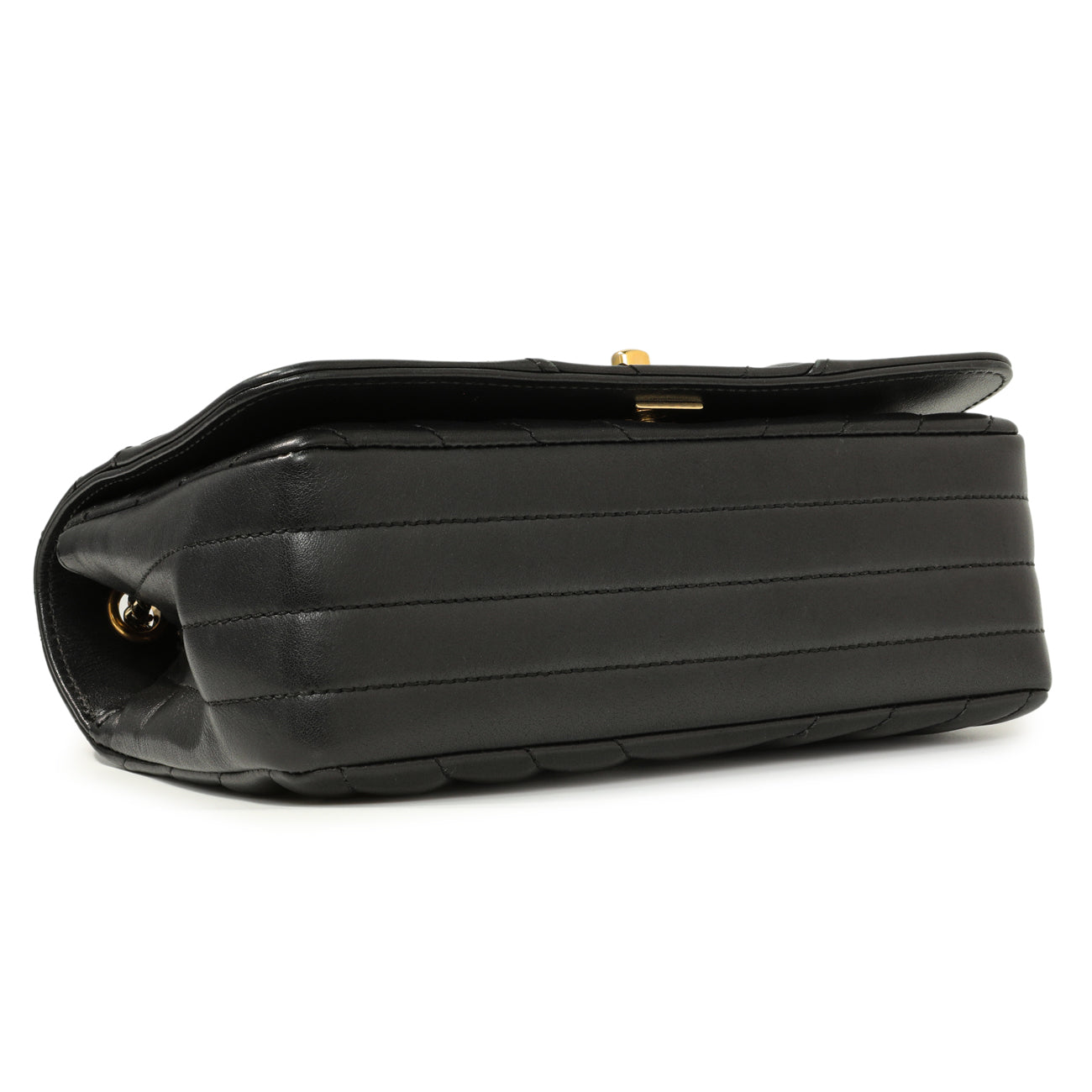 Exclusive Chanel Black Chevron Quilted Calfskin Mini Statement Flap — Back View