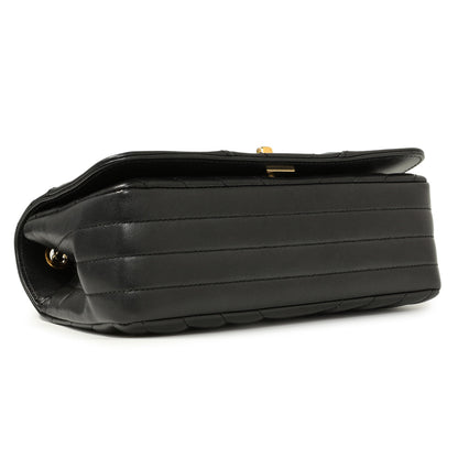 Exclusive Chanel Black Chevron Quilted Calfskin Mini Statement Flap — Back View