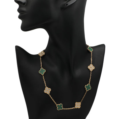 Exclusive Van Cleef & Arpels 18K Yellow Gold 10 Motifs Vintage Alhambra Necklace — Top View