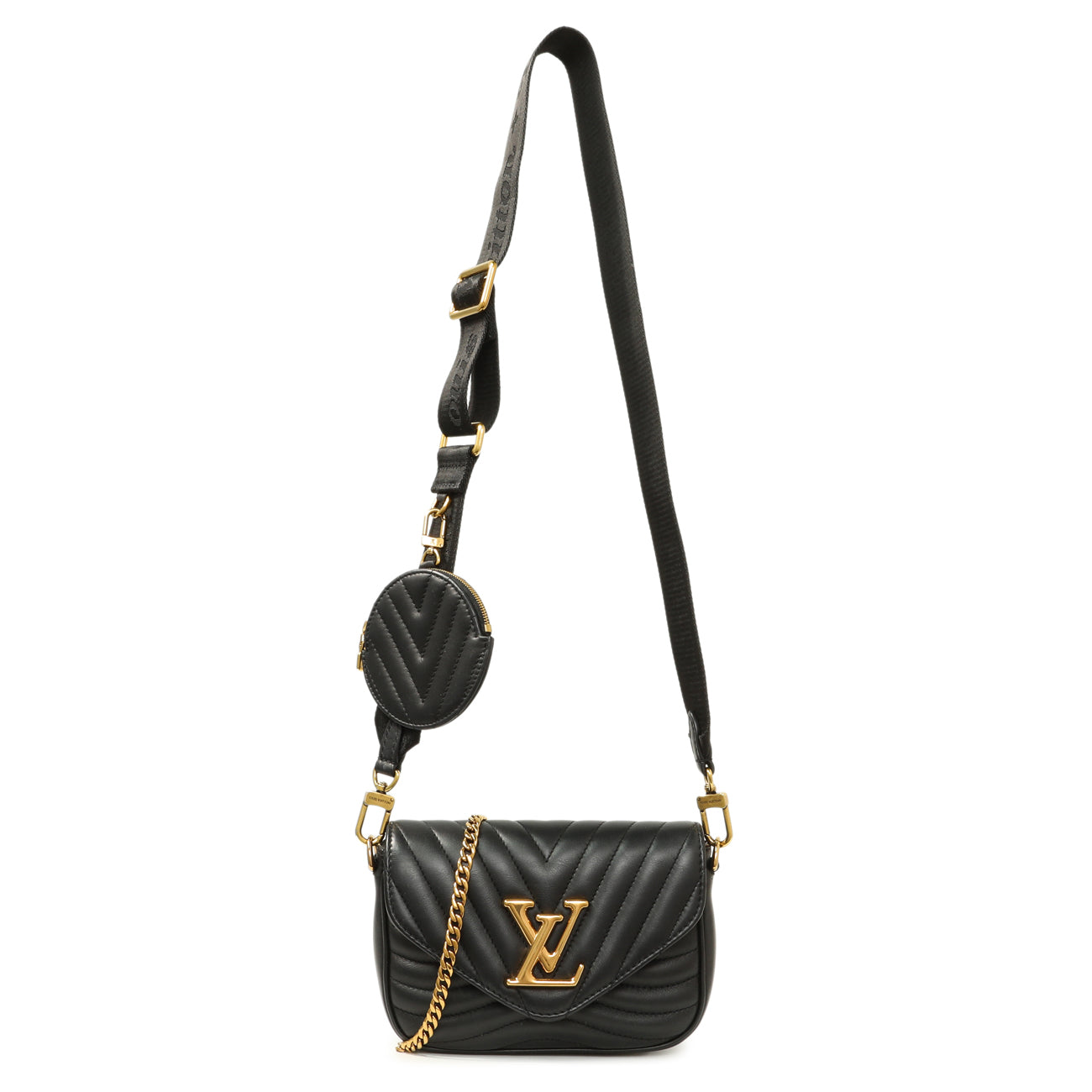 Exclusive Louis Vuttion Black Calfskin New Wave Multi Pochette — Front View