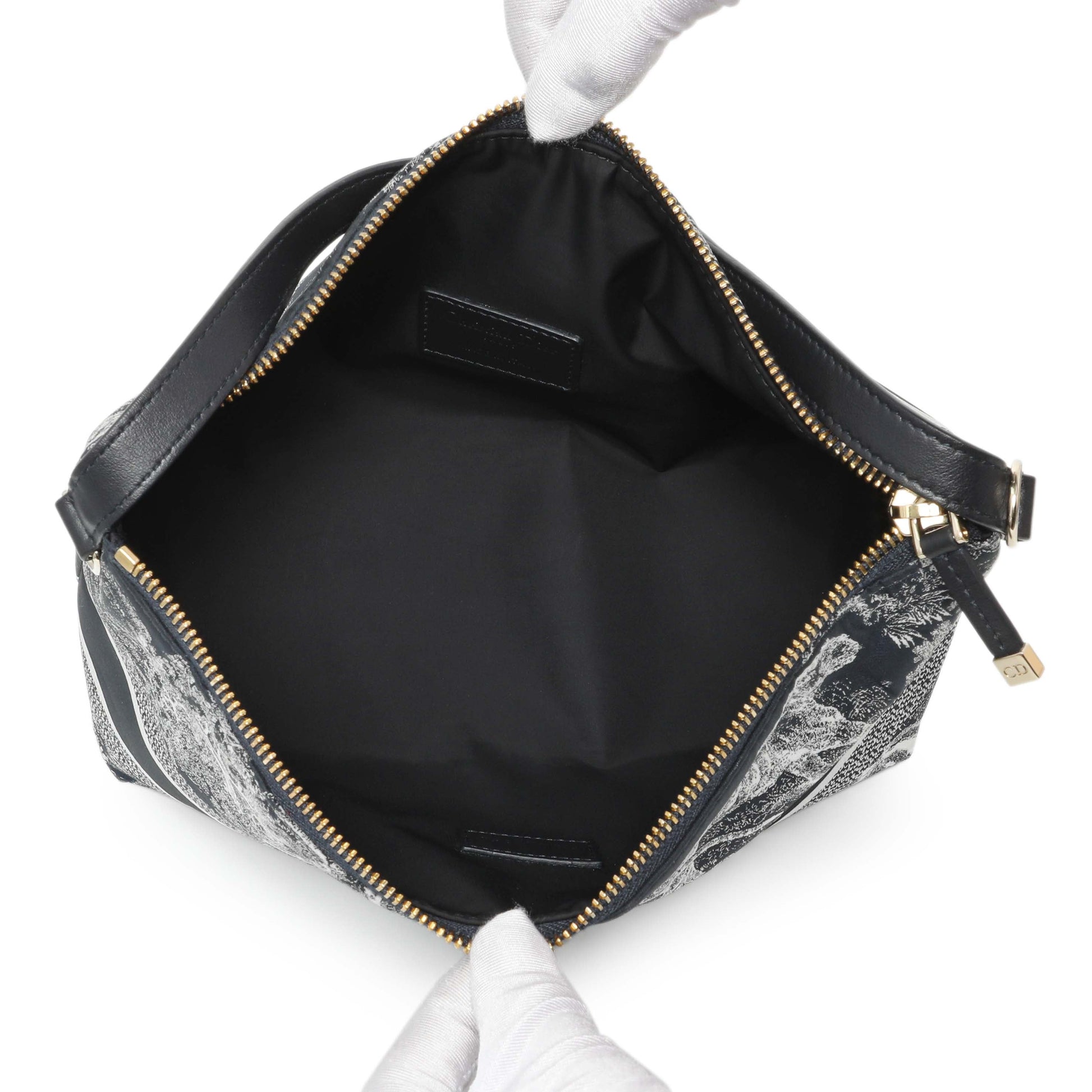 Exclusive Christian Dior Blue Technical Fabric Toile De Jouy Nomad Pouch — Top View