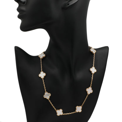 Exclusive Van Cleef & Arpels 18K Yellow Gold 10 Motifs Vintage Alhambra Necklace — Top View