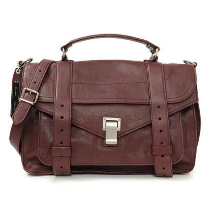 Exclusive Proenza Schouler Burgundy Lambskin Medium PS1 Satchel — Front View