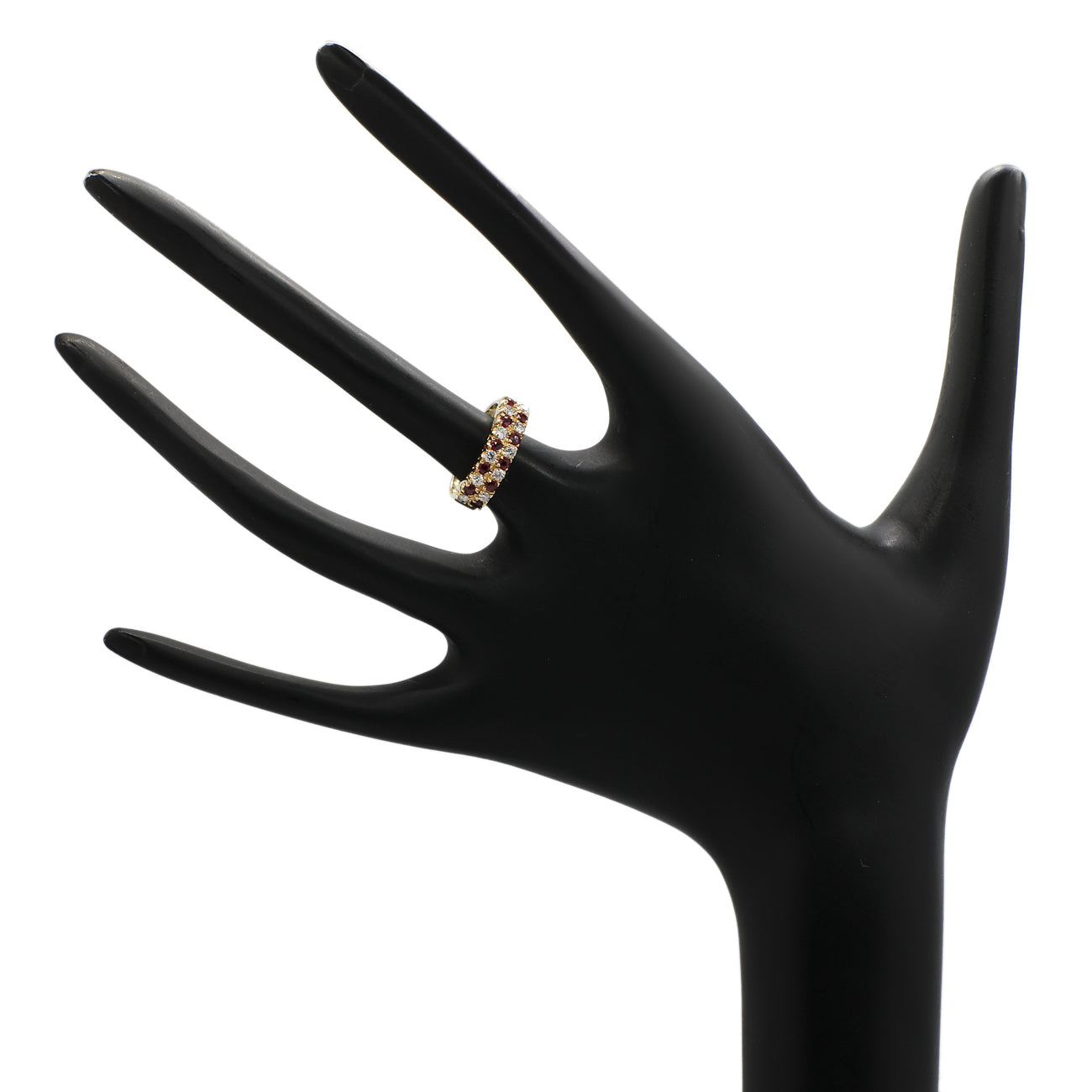 Exclusive 14K Yellow Gold Ruby Diamond Ring — 4 — Back View