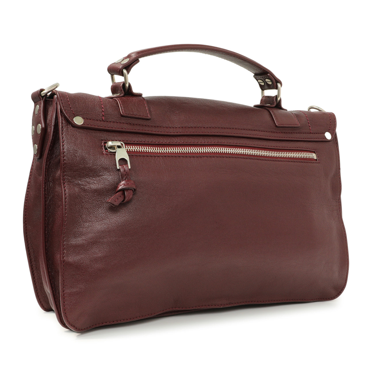Exclusive Proenza Schouler Burgundy Lambskin Medium PS1 Satchel — Side View