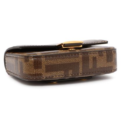 Exclusive Fendi Glazed Canvas Vitello Century FF 1974 Nano Baguette Belt Bag — Back View
