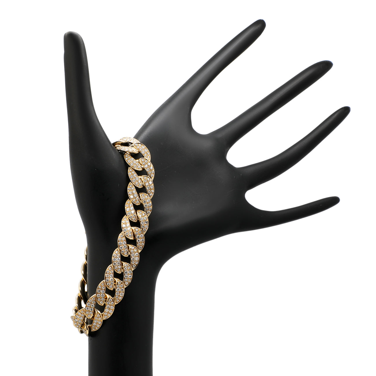 Exclusive 14K Yellow Gold 6.48 Carat Pave Curb Link Bracelet — Top View