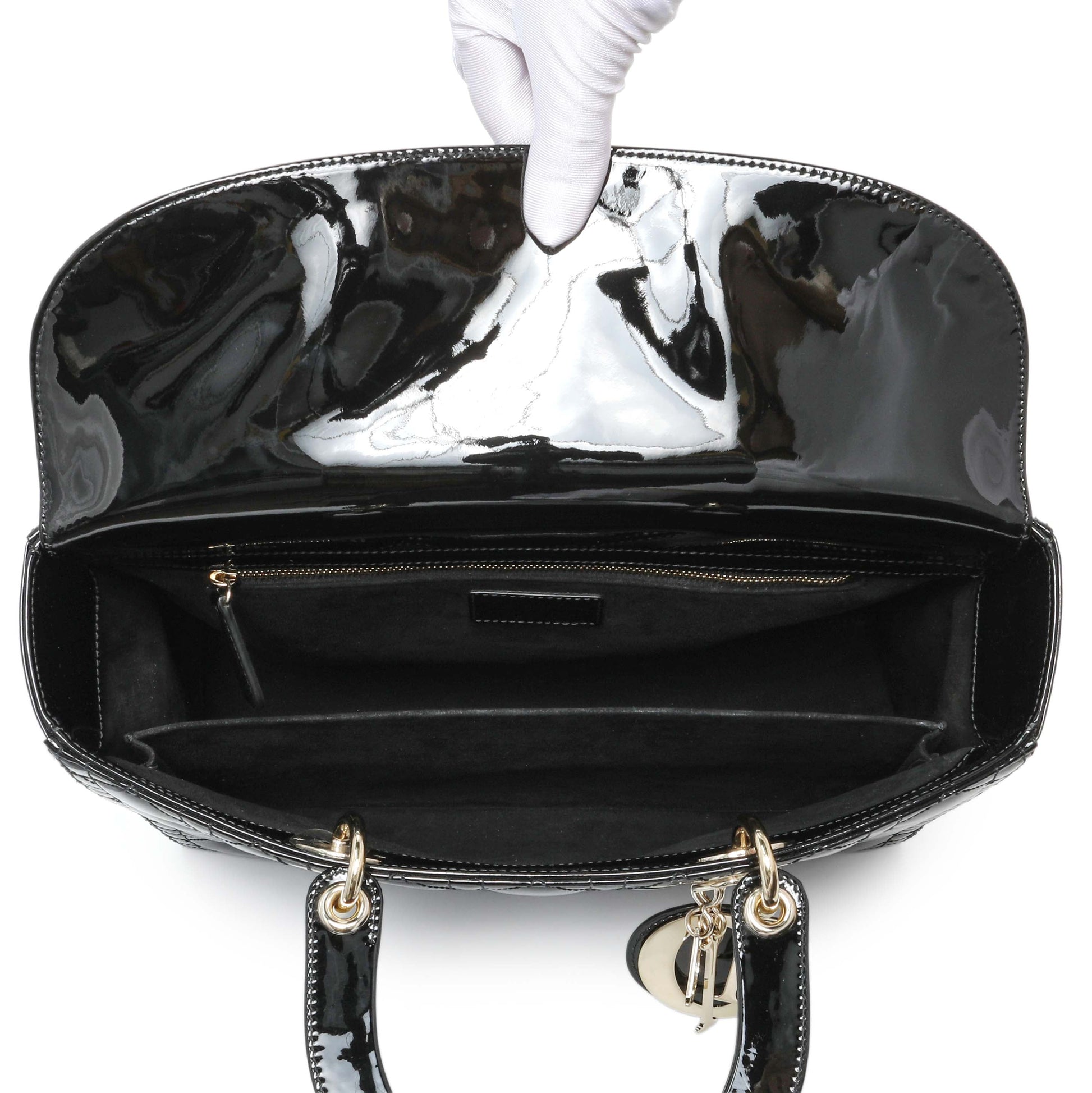 Exclusive Christian Dior Black Patent Cannage Large Lady Dior — Alternate View 8