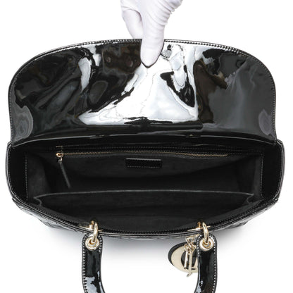 Exclusive Christian Dior Black Patent Cannage Large Lady Dior — Alternate View 8