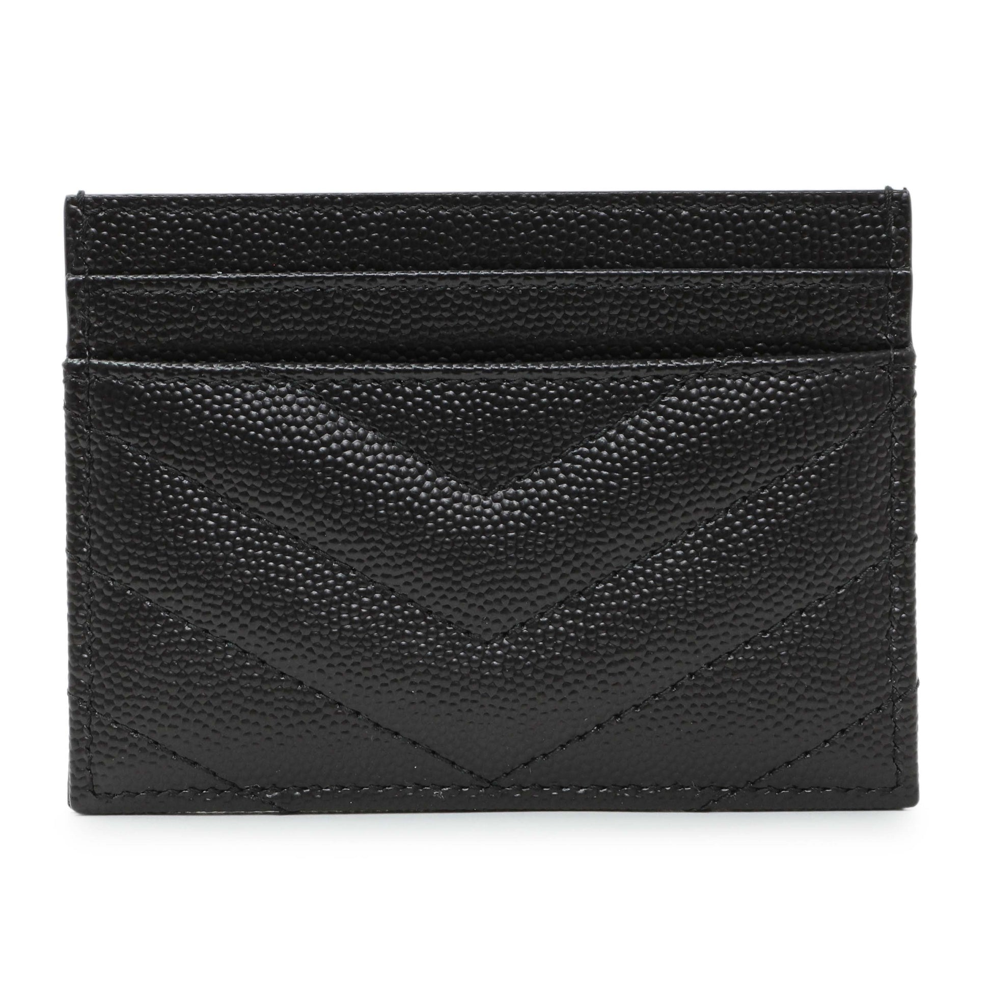 Exclusive Saint Laurent Grain De Poudre Matelasse Chevron Monogram Card Case — Side View