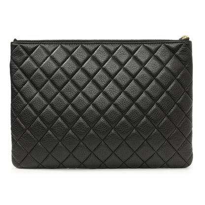 Exclusive Grained Black Quilted Calfskin Archi Chic Cosmetic Case — Side View