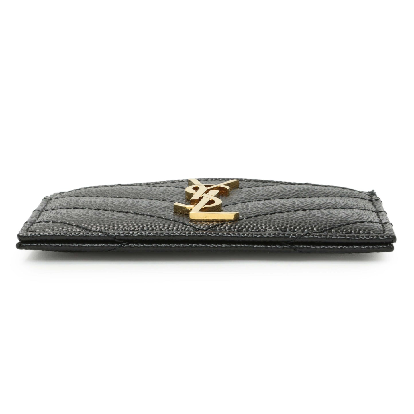 Exclusive Saint Laurent Grain De Poudre Matelasse Chevron Monogram Card Case — Back View