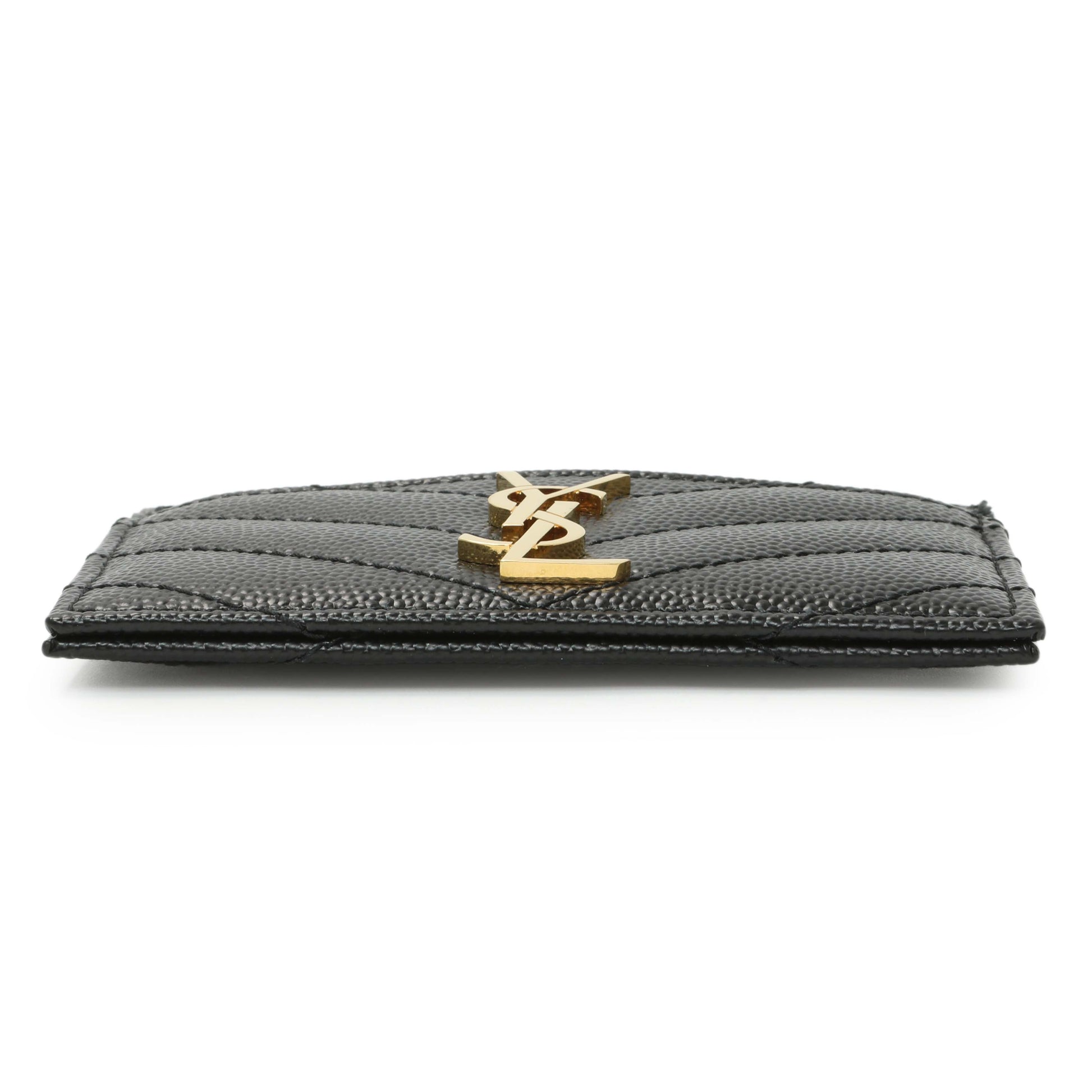 Exclusive Saint Laurent Grain De Poudre Matelasse Chevron Monogram Card Case — Back View