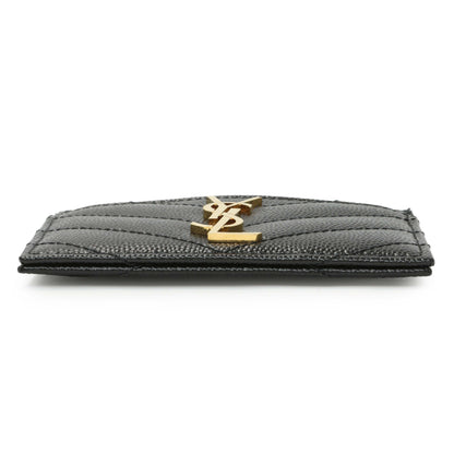 Exclusive Saint Laurent Grain De Poudre Matelasse Chevron Monogram Card Case — Back View