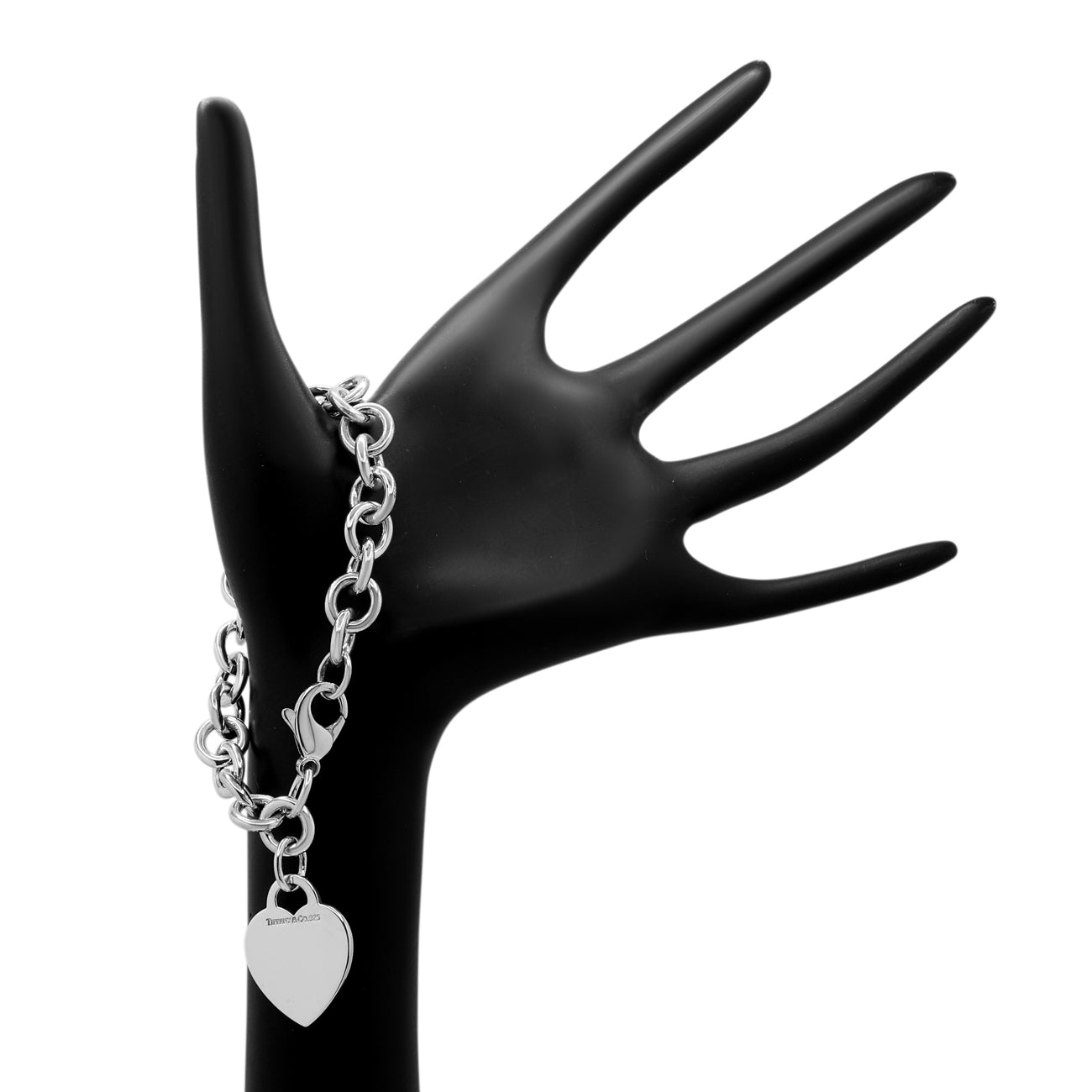 Exclusive Tiffany & Co. Sterling Silver Heart Tag Charm Bracelet — Back View
