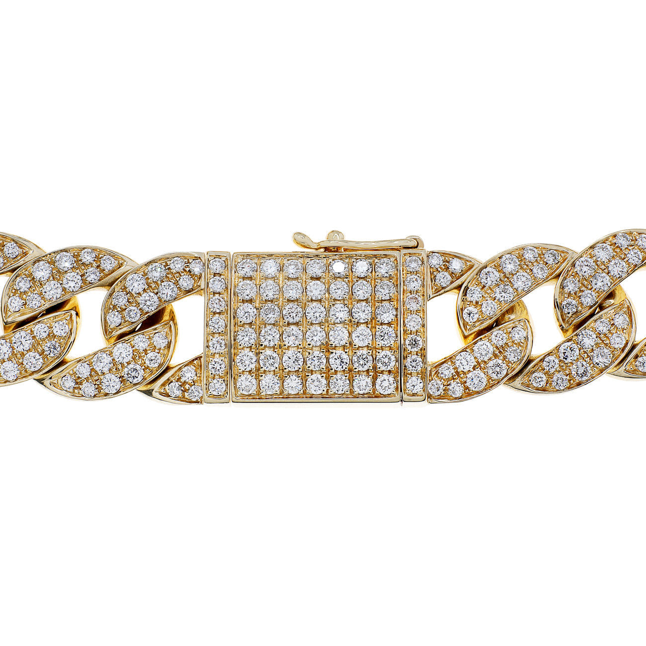 Exclusive 14K Yellow Gold 6.48 Carat Pave Curb Link Bracelet — Back View