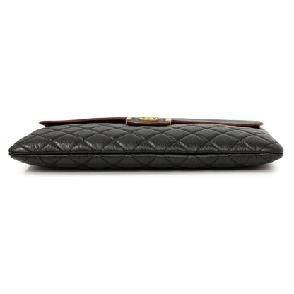 Exclusive Grained Black Quilted Calfskin Archi Chic Cosmetic Case — Back View