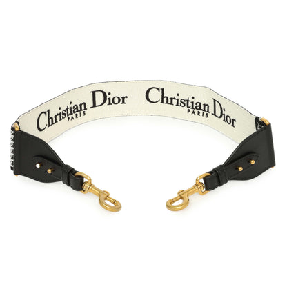 Exclusive Christian Dior Canvas Houndstooth Embroidered 30 Montaigne Shoulder Strap — Front View