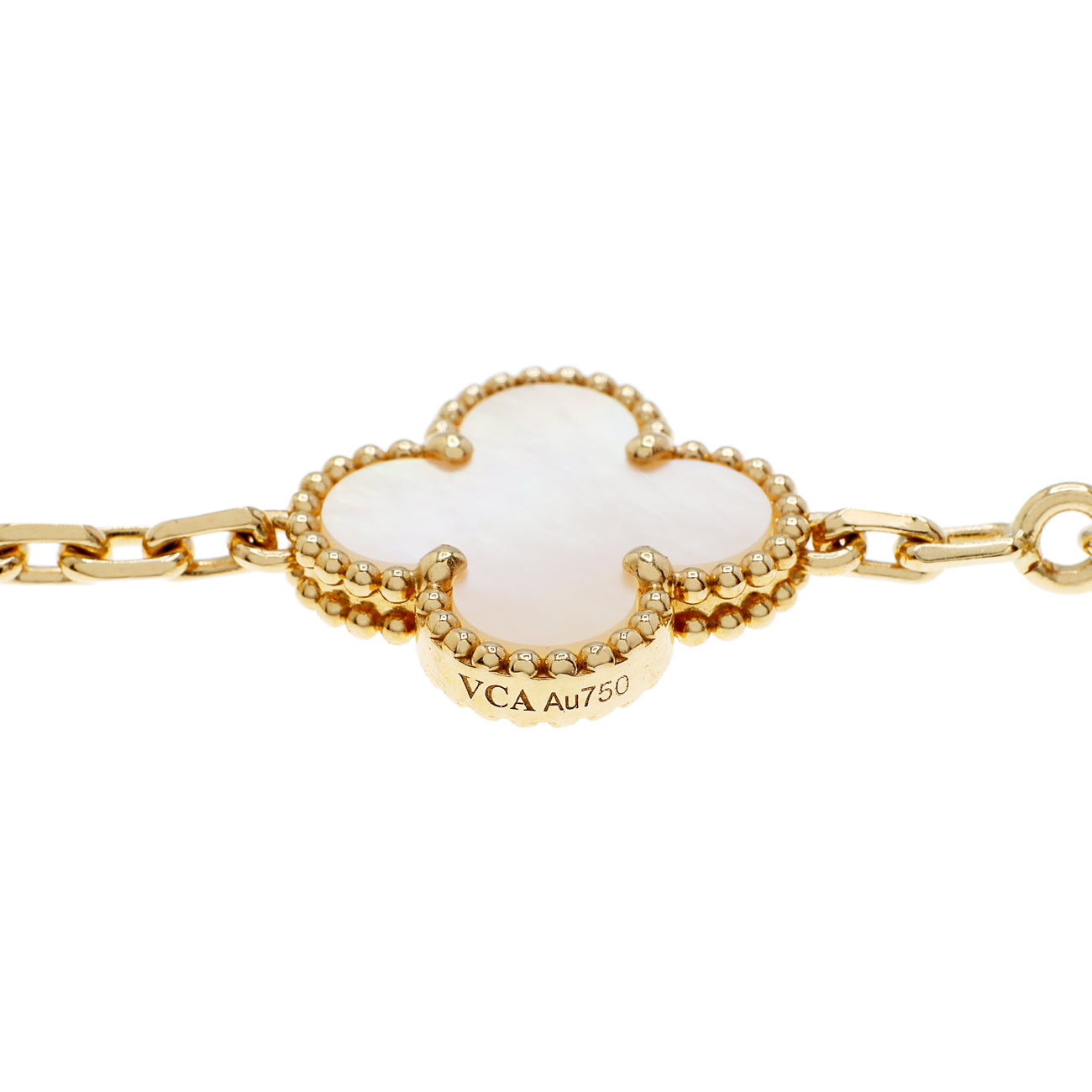 Exclusive Van Cleef & Arpels 18K Yellow Gold 10 Motifs Vintage Alhambra Necklace — Side View