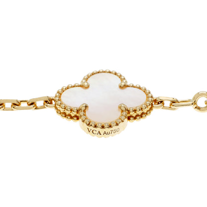 Exclusive Van Cleef & Arpels 18K Yellow Gold 10 Motifs Vintage Alhambra Necklace — Side View