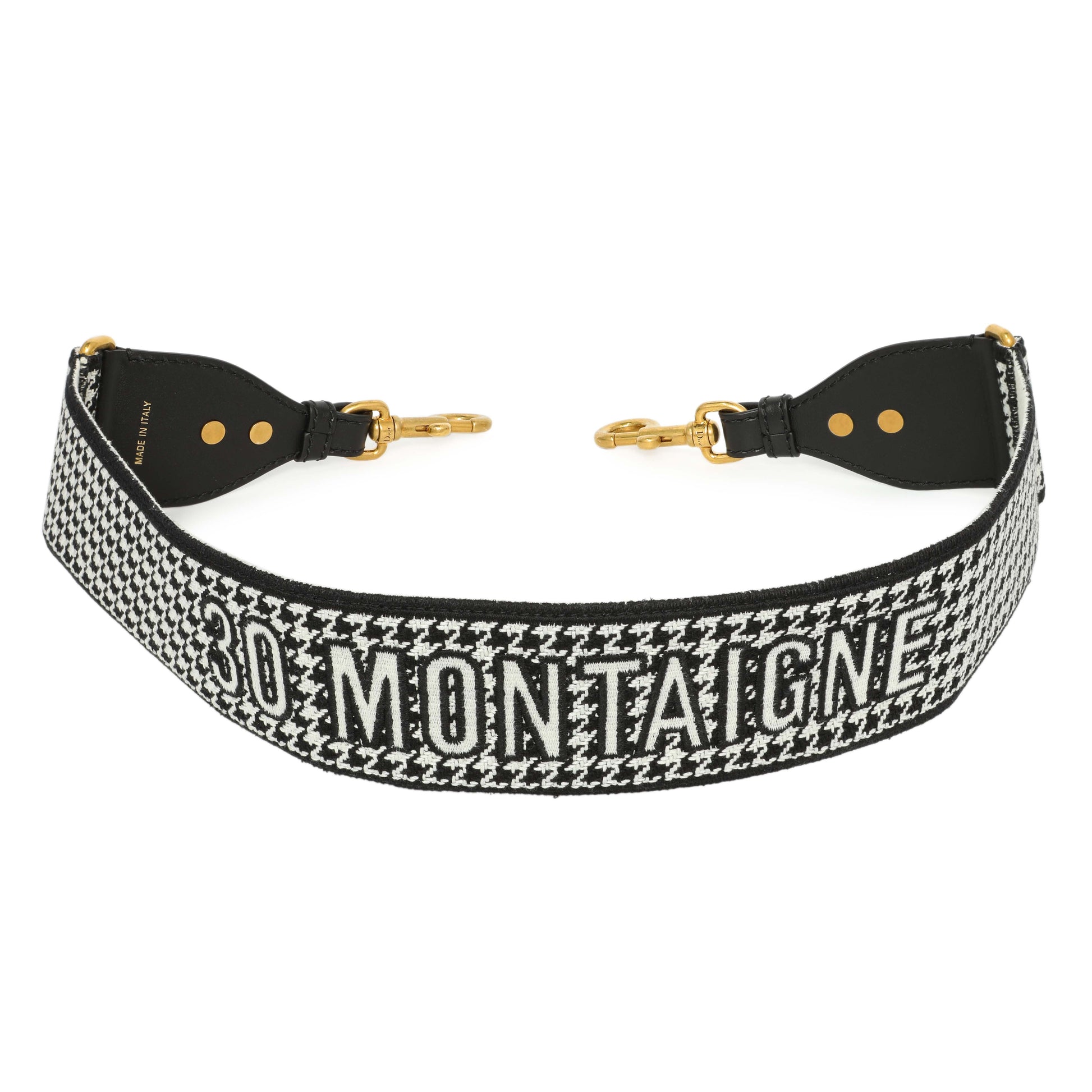 Exclusive Christian Dior Canvas Houndstooth Embroidered 30 Montaigne Shoulder Strap — Side View