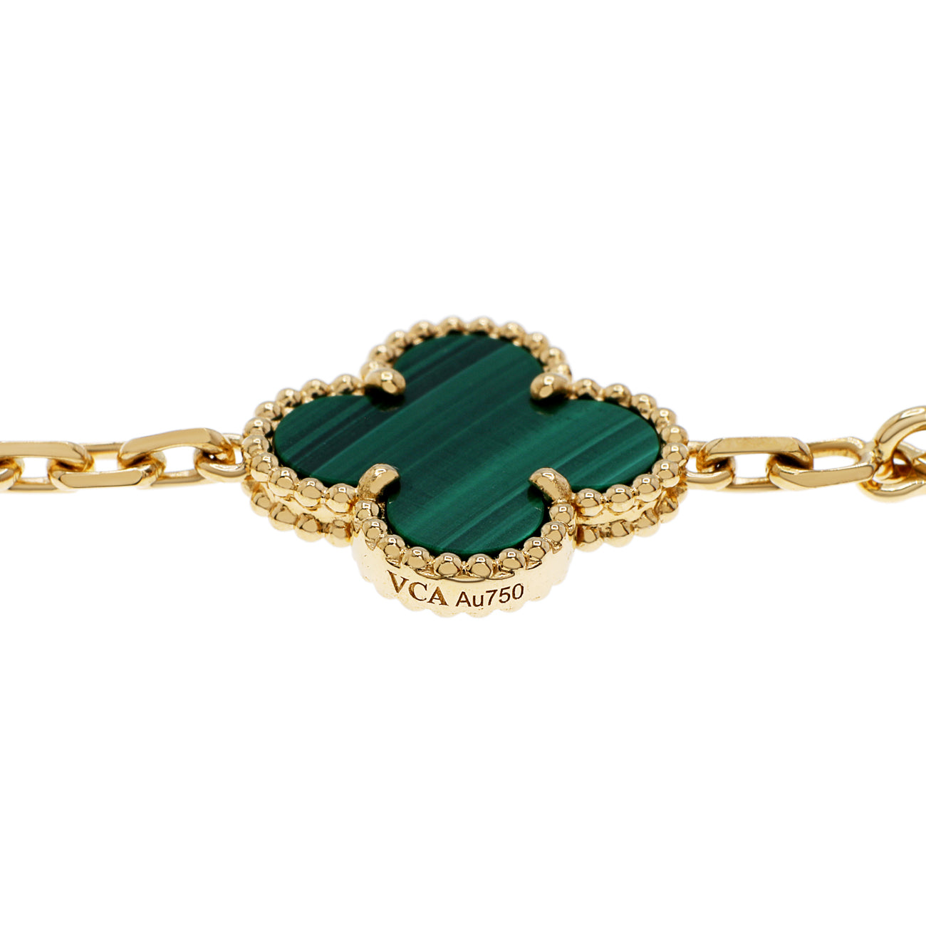 Exclusive Van Cleef & Arpels 18K Yellow Gold 10 Motifs Vintage Alhambra Necklace — Side View