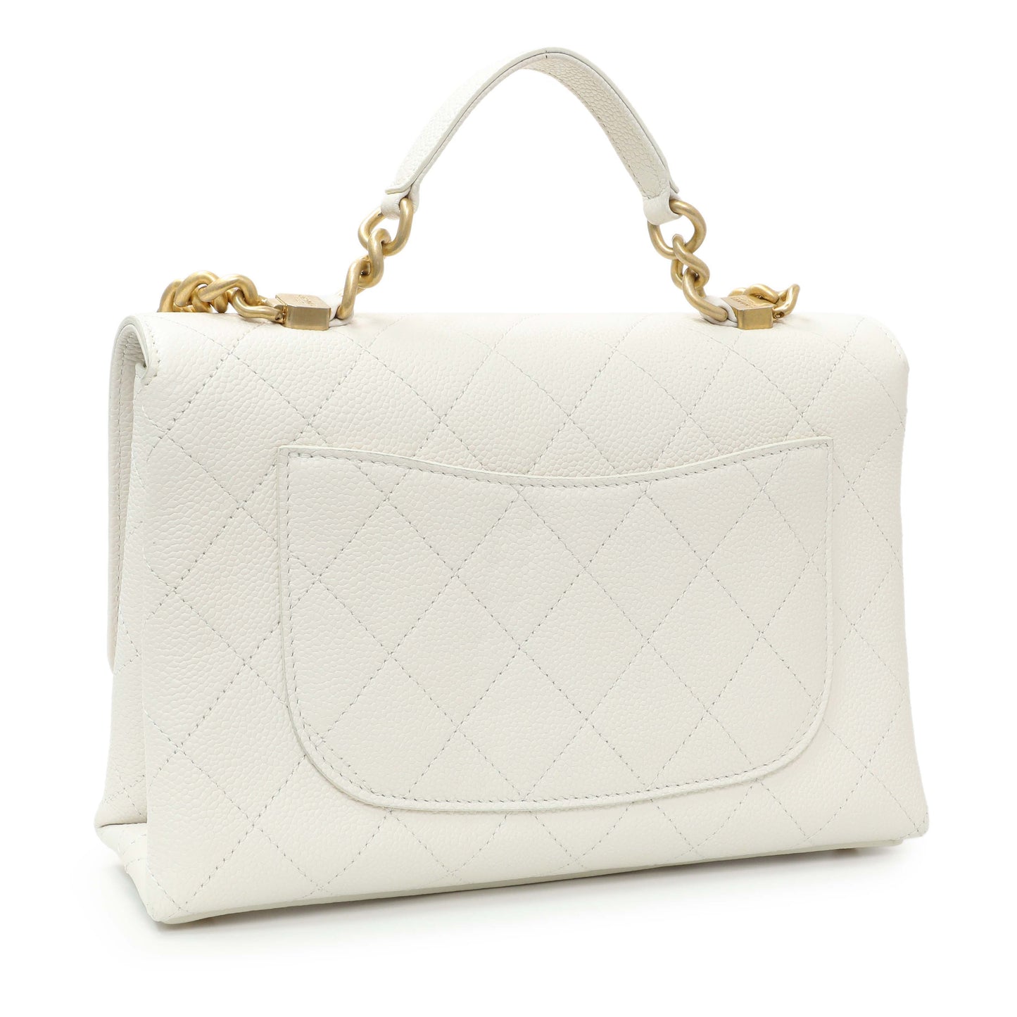 Exclusive Chanel White Quilted Caviar Chic Affinity Flap — Side View