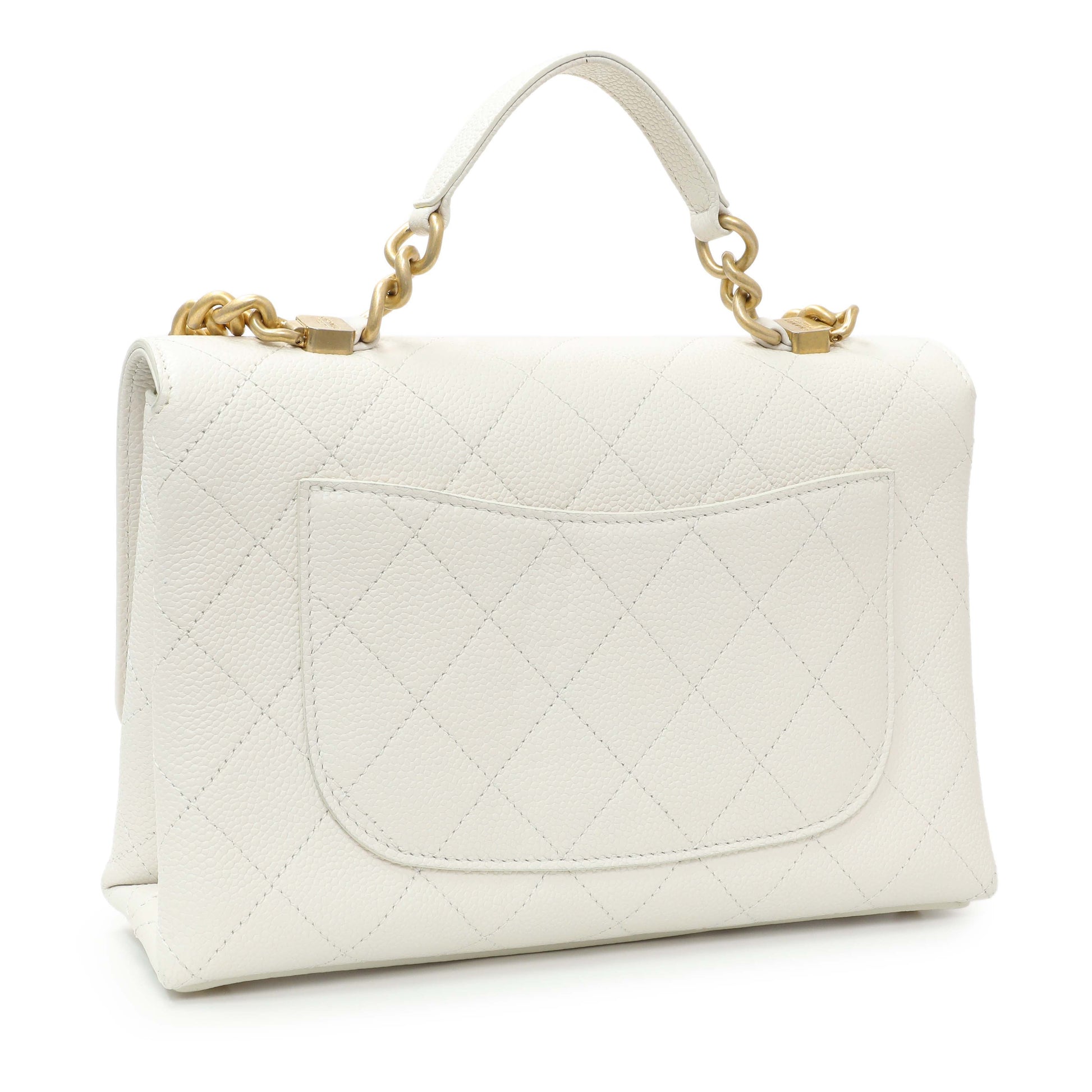 Exclusive Chanel White Quilted Caviar Chic Affinity Flap — Side View