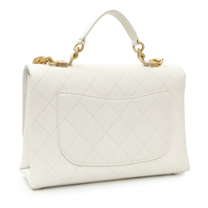 Exclusive Chanel White Quilted Caviar Chic Affinity Flap — Side View